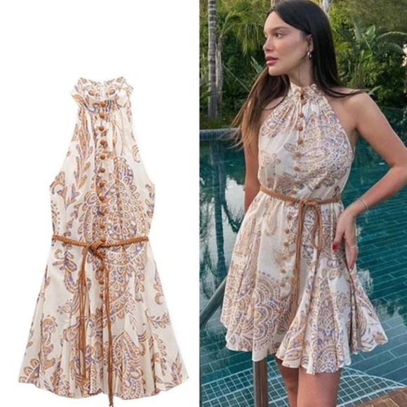 Zara printed belted dress - Picture 2 of 12